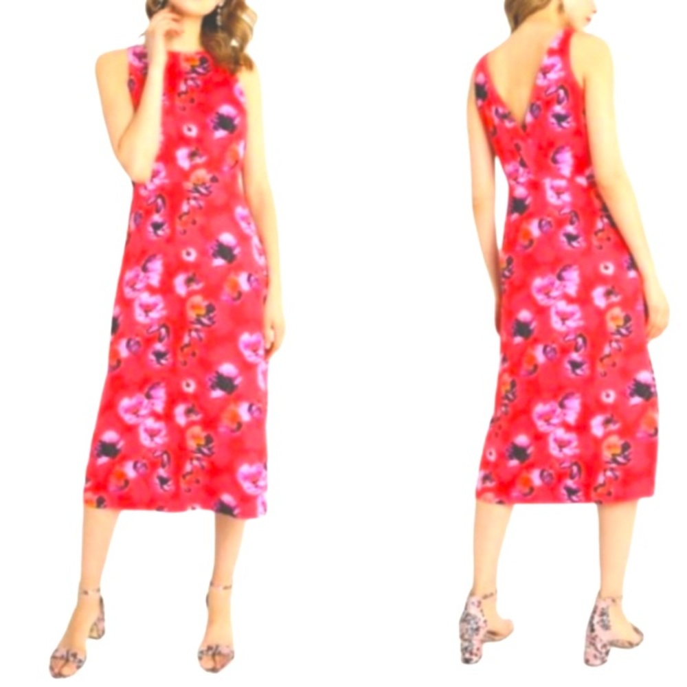 Banana Republic Floral Fit And Flare A-Line Sleeveless Midi Sundress